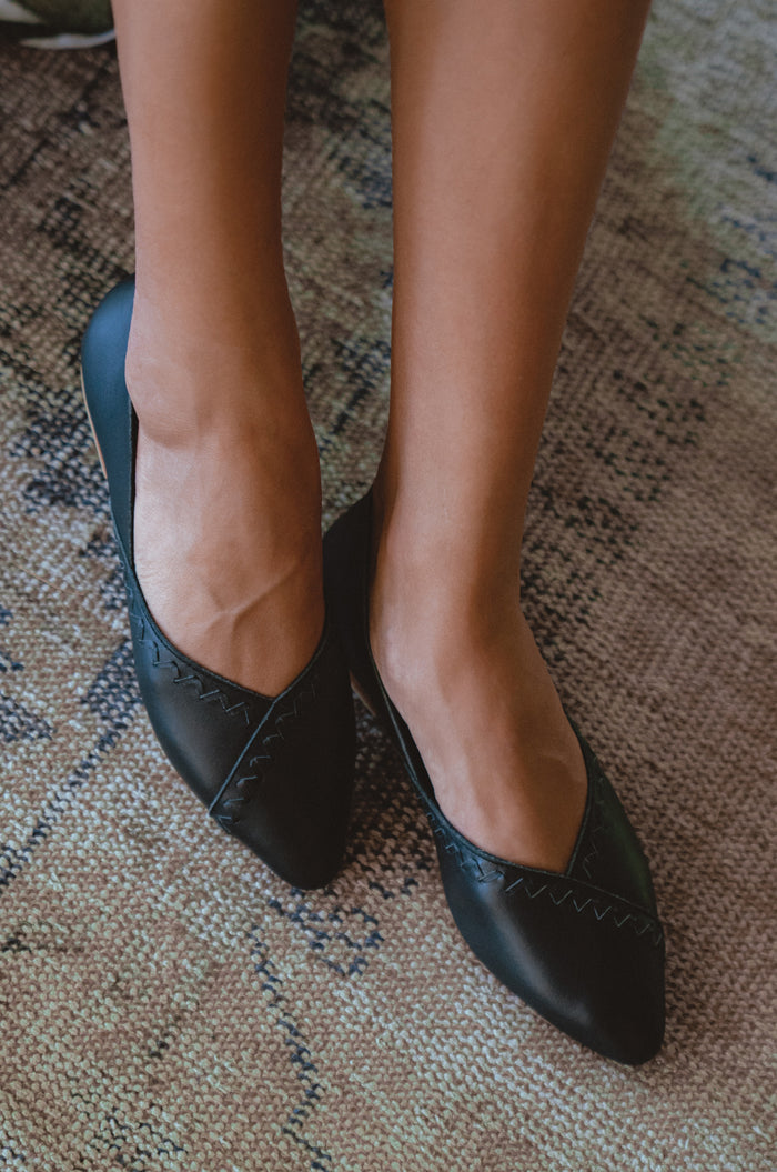 Elle Pointy Toe Leather Ballet Flats (Sz. 10.5)