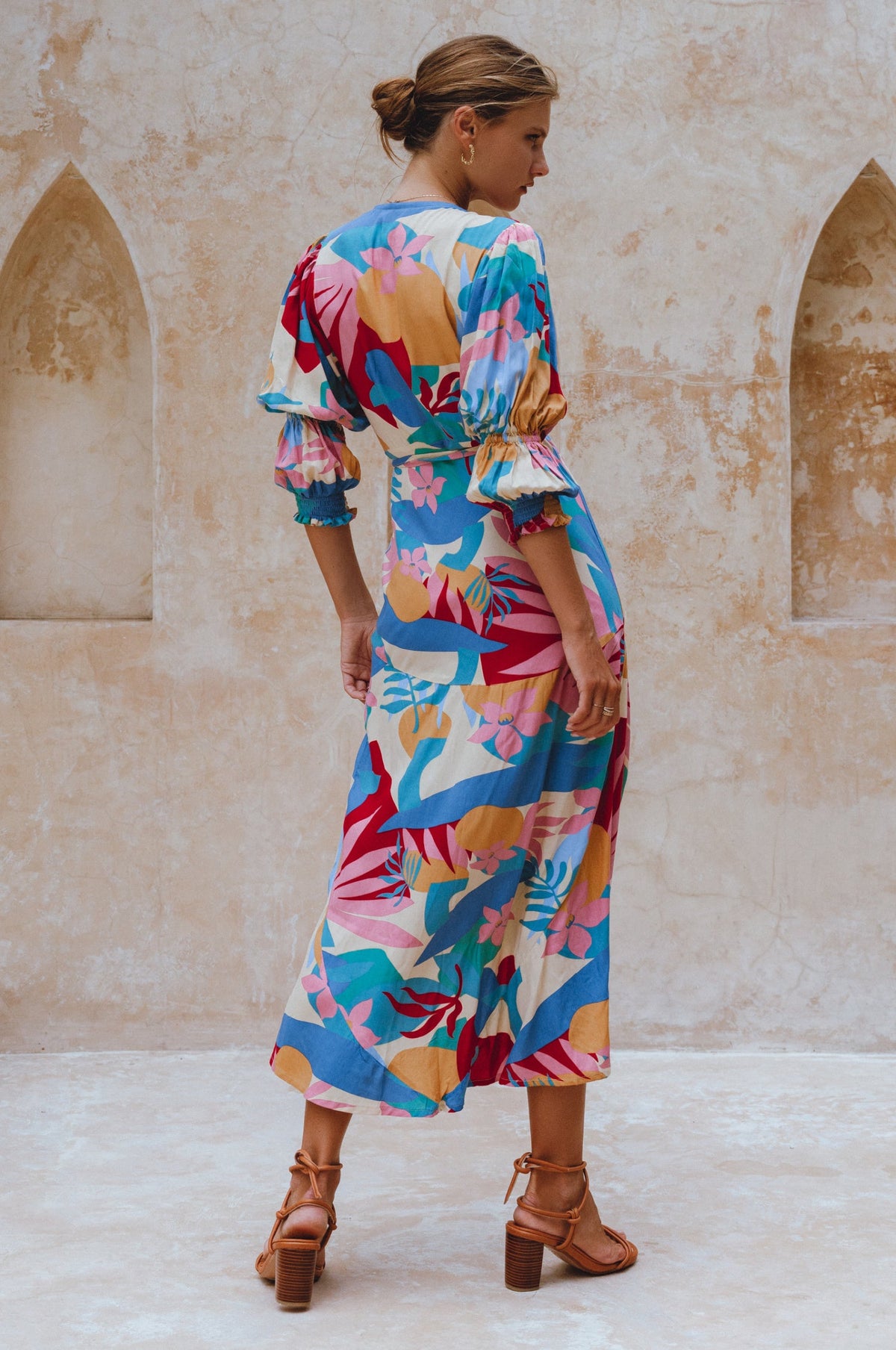 Set Sail Puff Sleeve Wrap Cotton Dress (Sale)