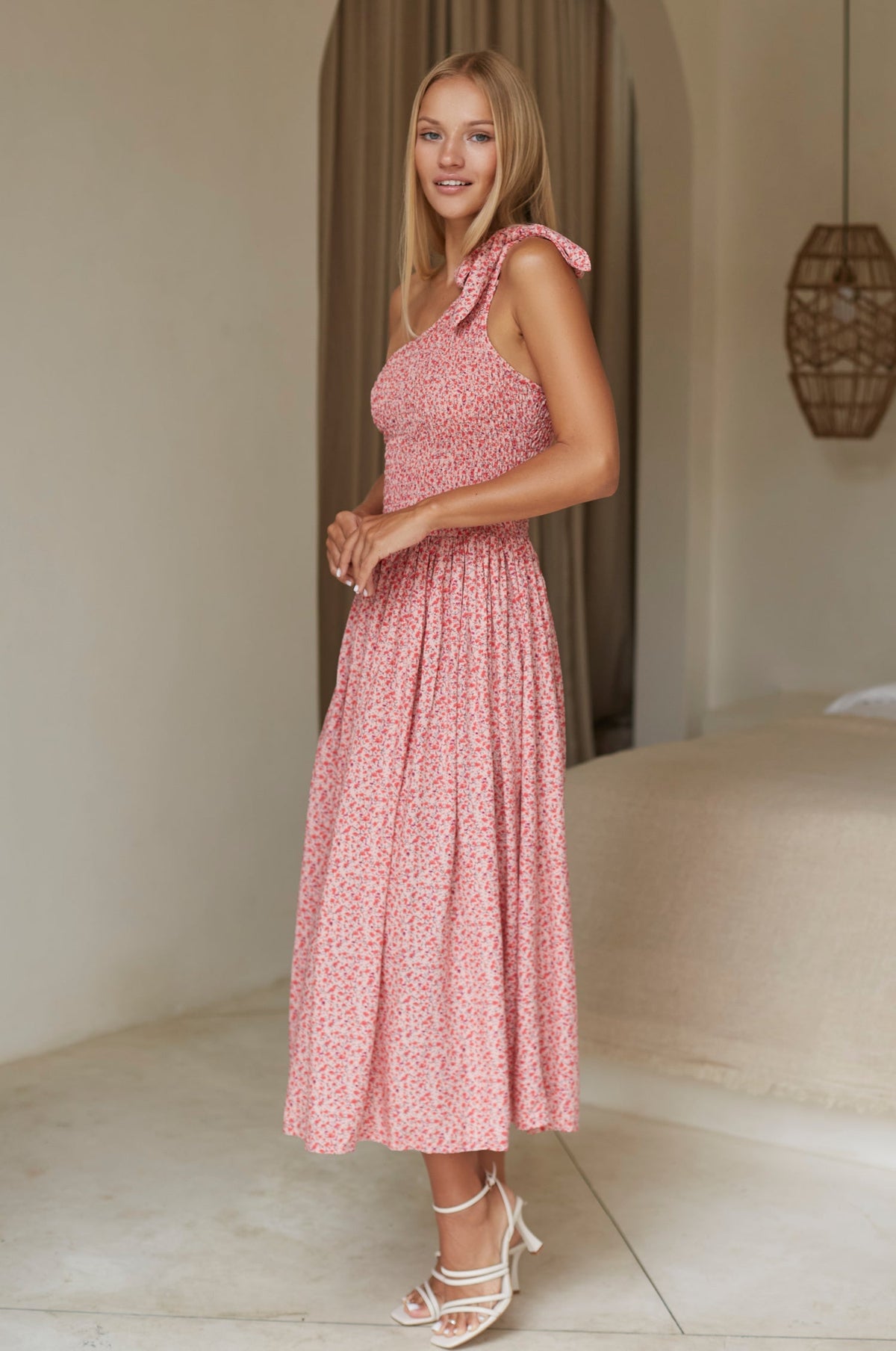 Sienna One-Shoulder Shirred Dress (Sale)