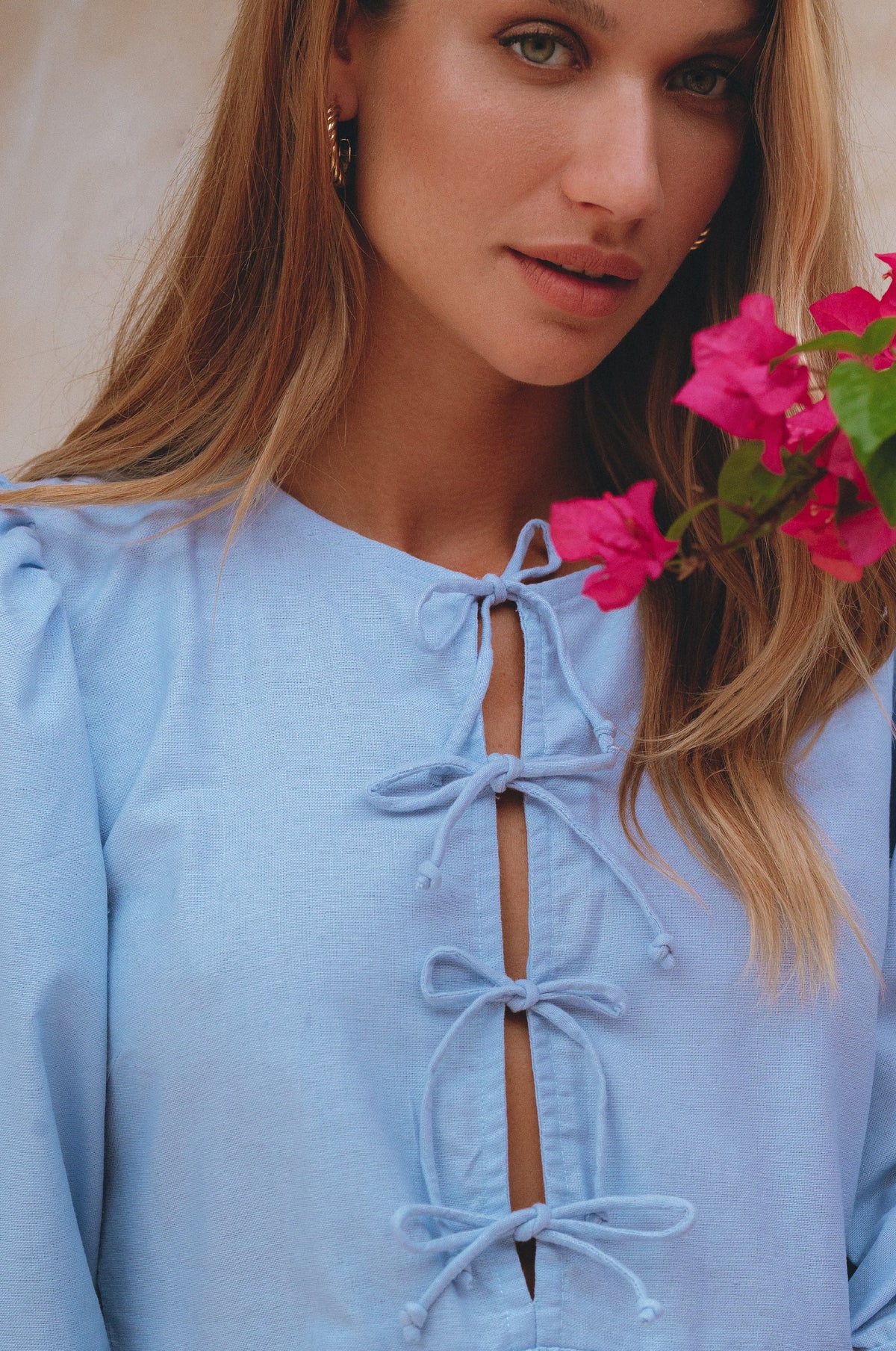 Beatrice Puff Sleeve Linen Mini Dress (Sale)