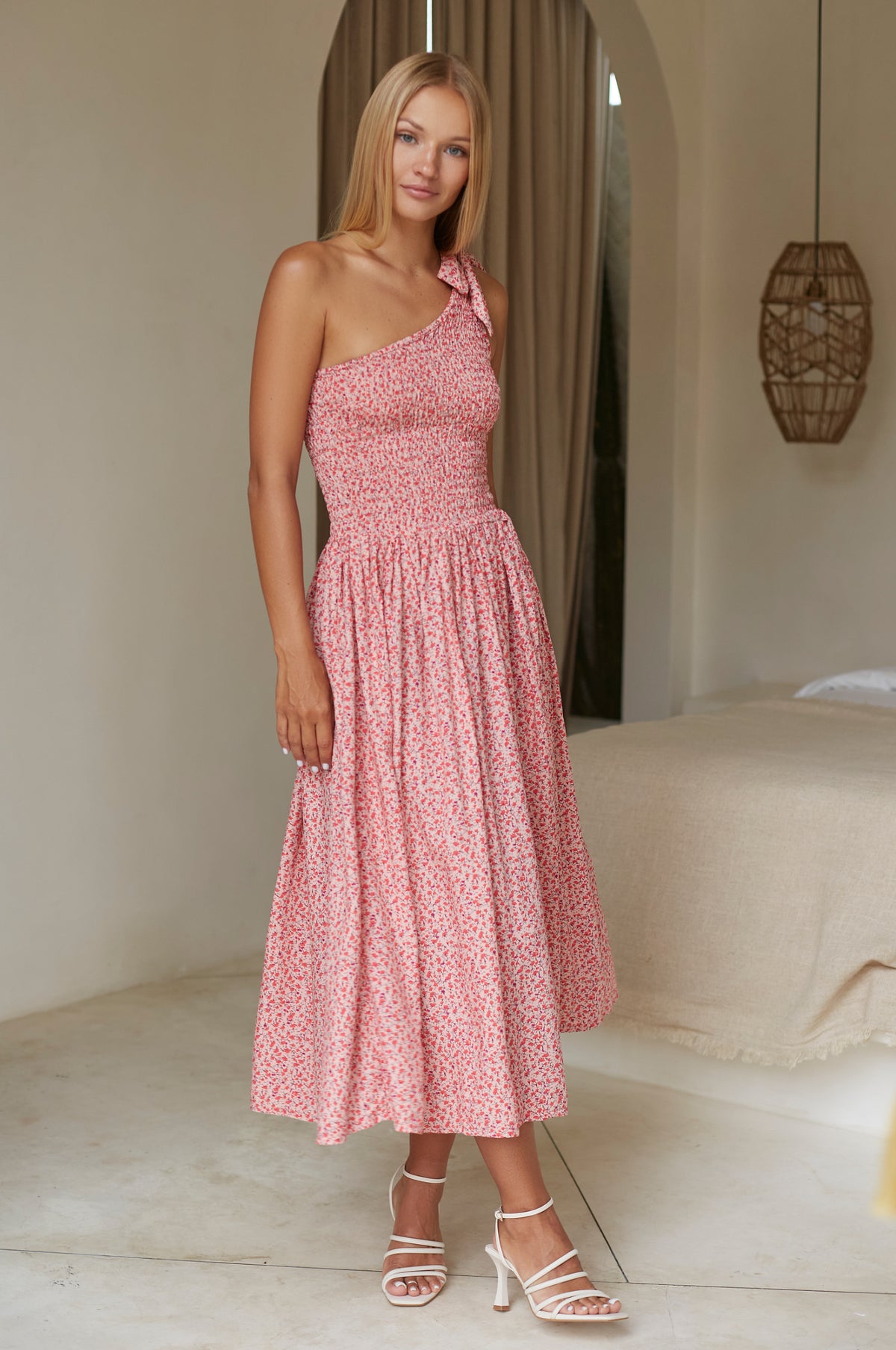 Sienna One-Shoulder Shirred Dress (Sale)