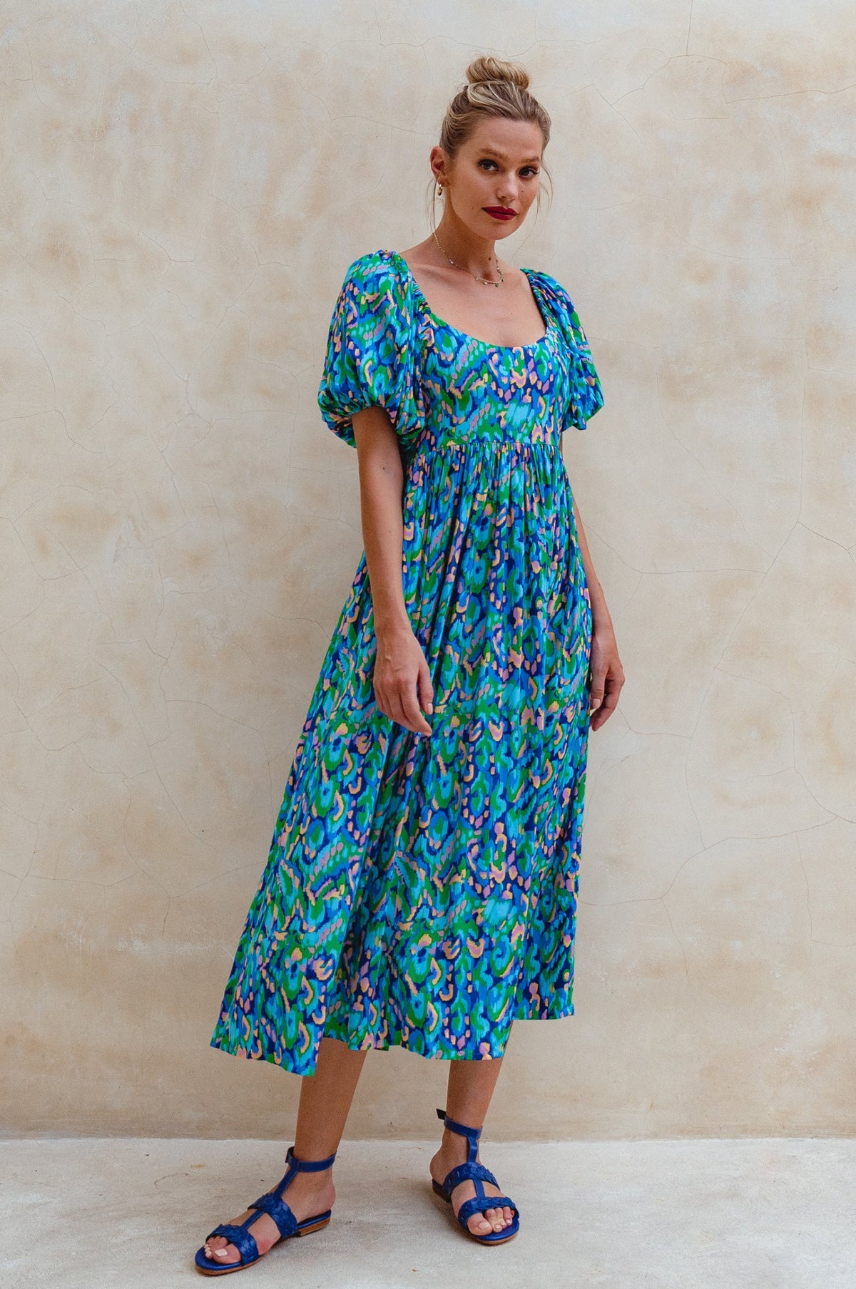 Violeta Puff Sleeve Midi Dress (Sale)