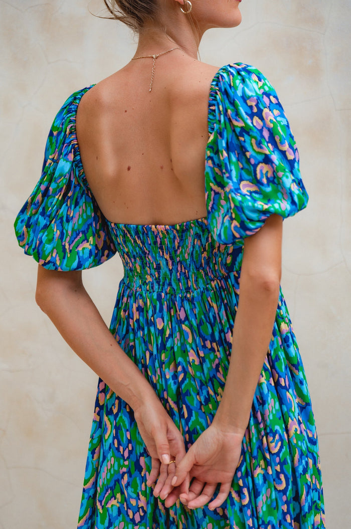 Violeta Puff Sleeve Midi Dress (Sale)