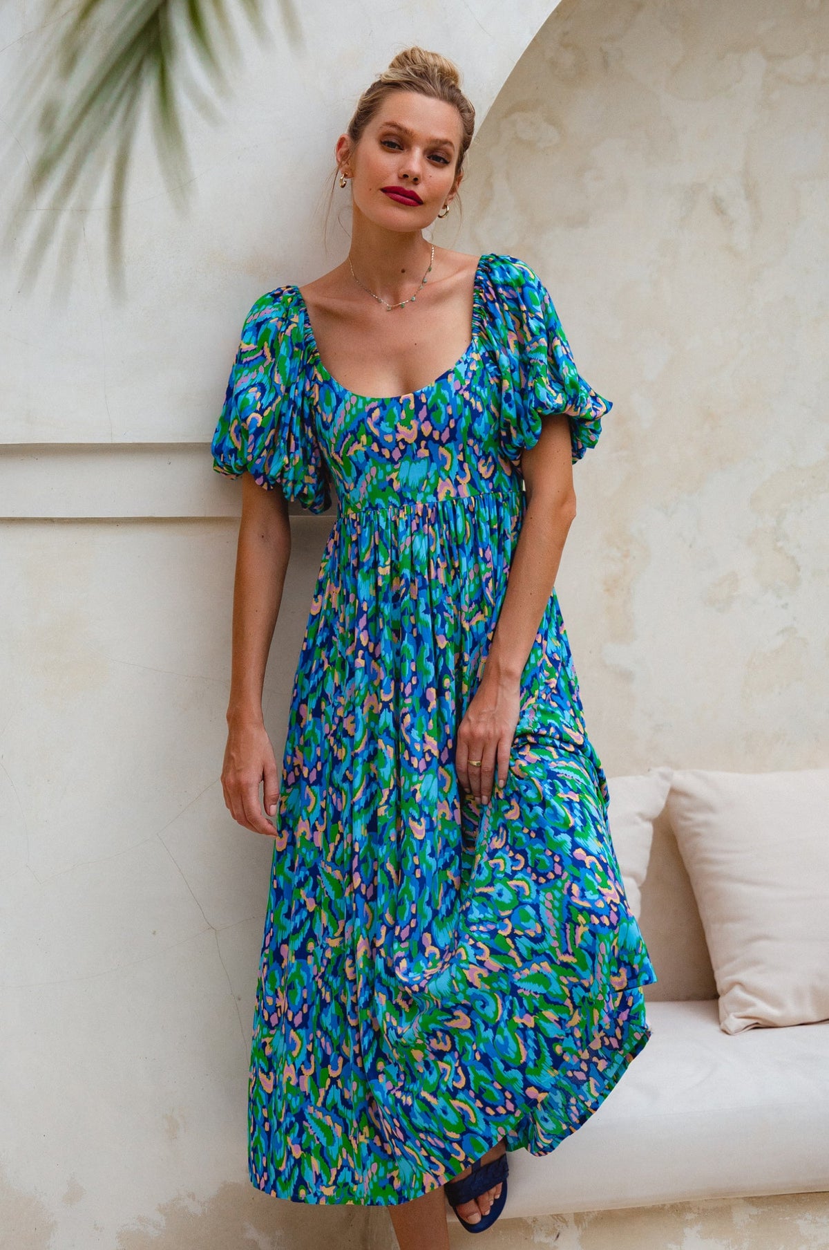 Violeta Puff Sleeve Midi Dress (Sale)