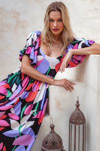Violeta Puff Sleeve Midi Dress (Sale)