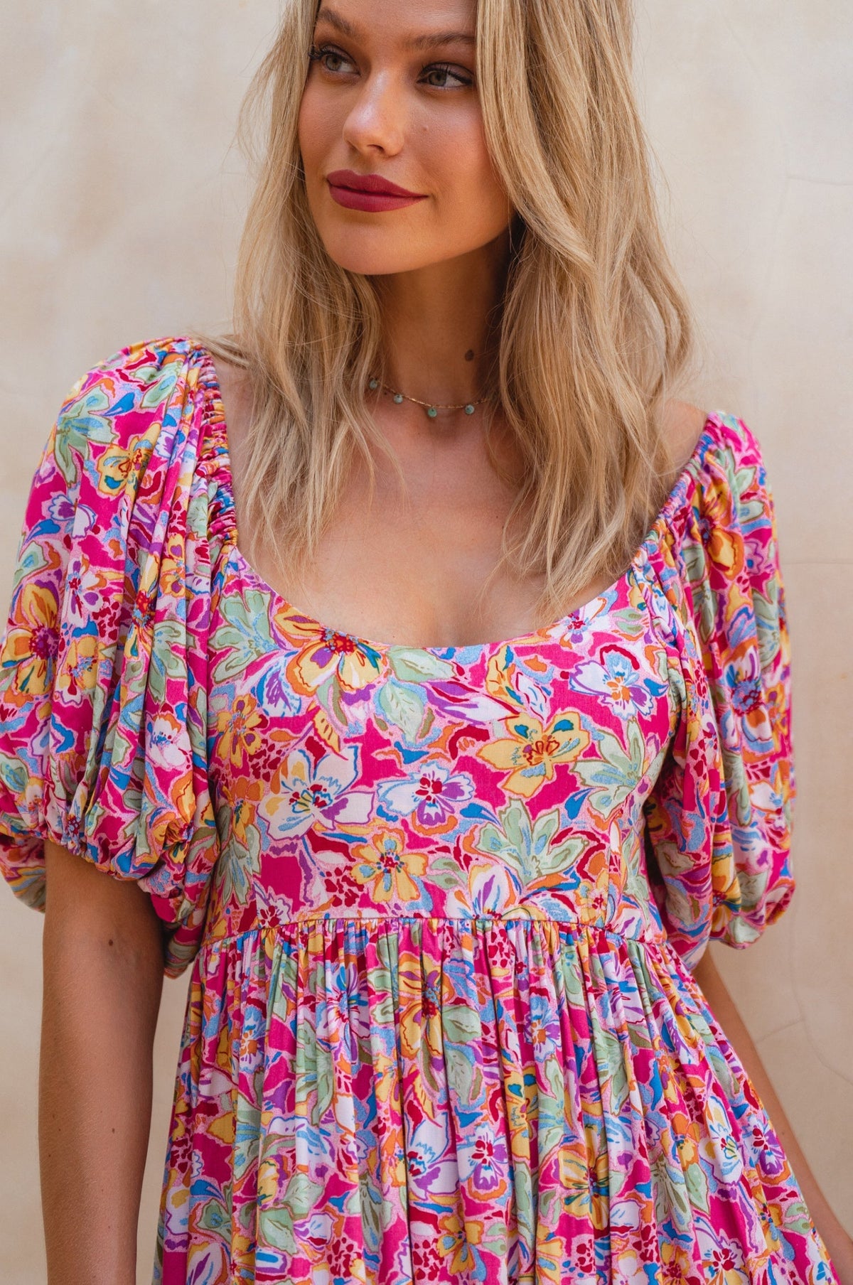 Violeta Puff Sleeve Midi Dress (Sale)