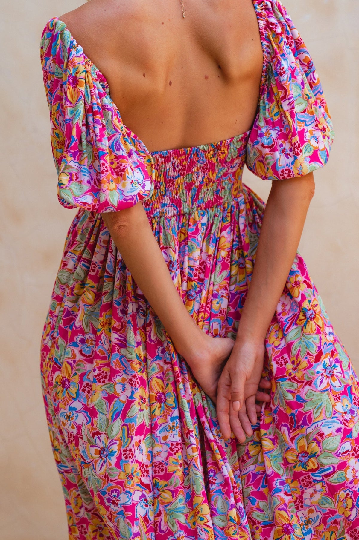 Violeta Puff Sleeve Midi Dress (Sale)