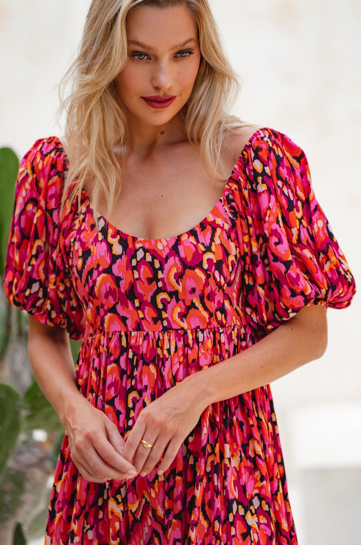 Violeta Puff Sleeve Midi Dress (Sale)