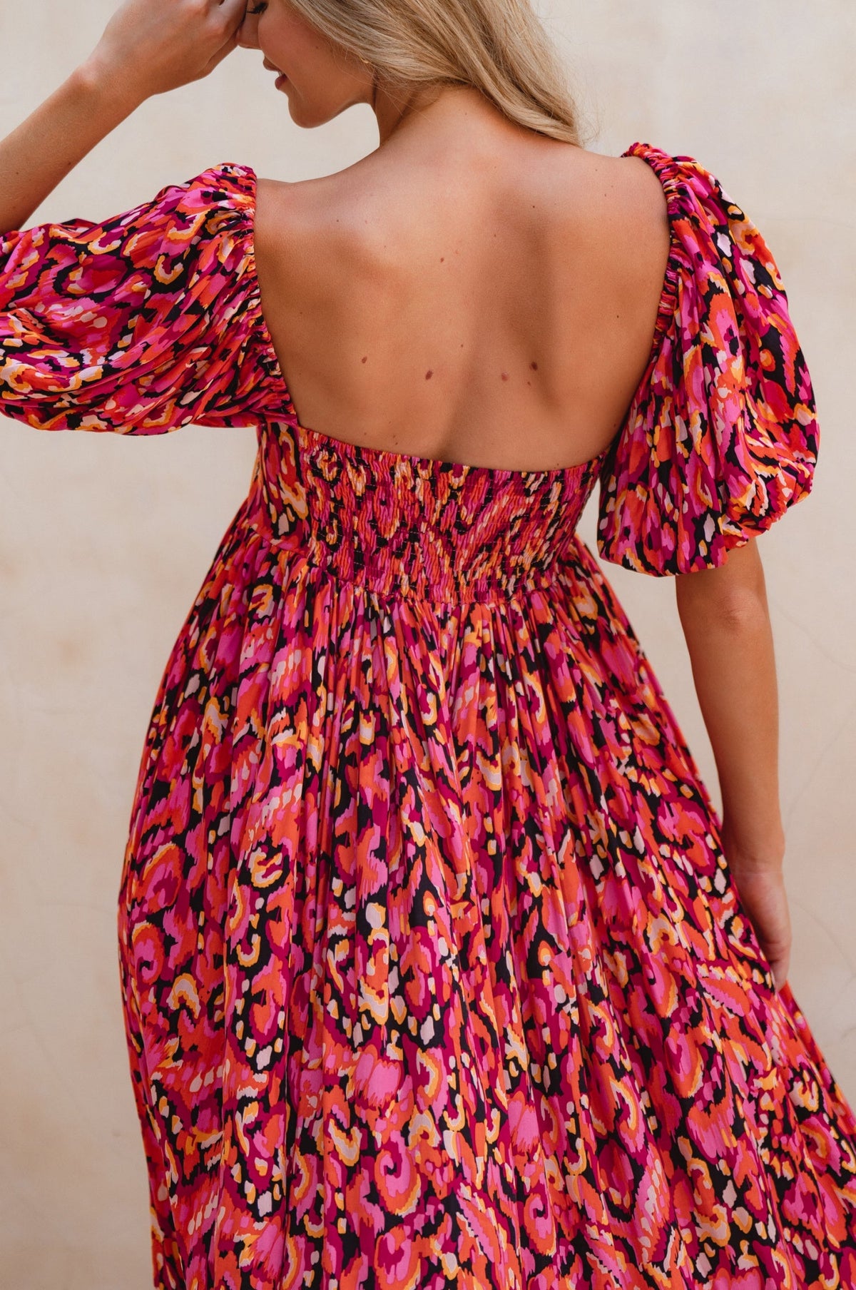 Violeta Puff Sleeve Midi Dress (Sale)