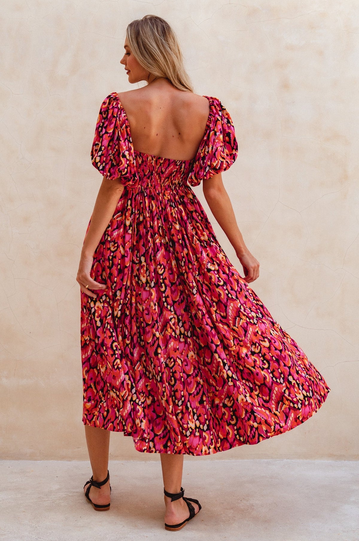 Violeta Puff Sleeve Midi Dress (Sale)