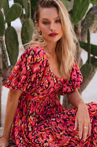 Violeta Puff Sleeve Midi Dress (Sale)