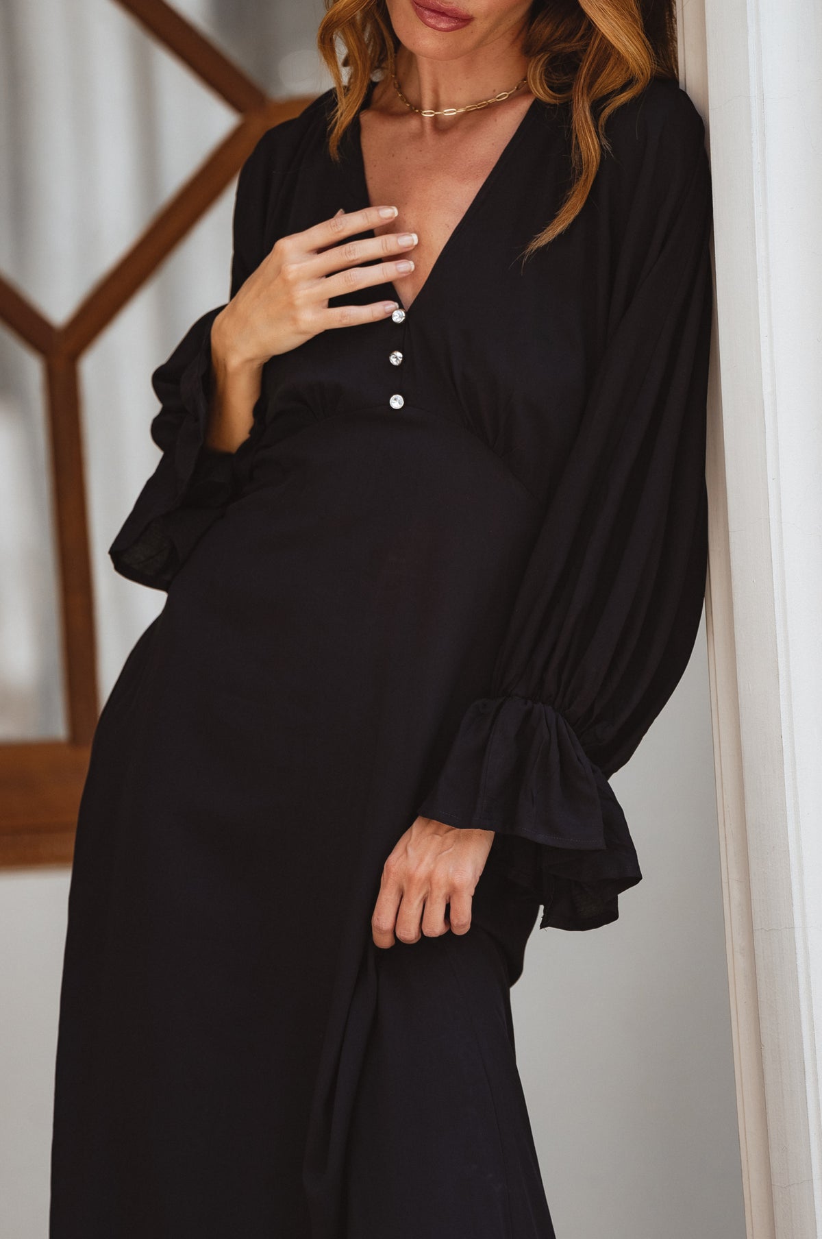 Ava Long Sleeve Ruffle Maxi Dress (Sale)