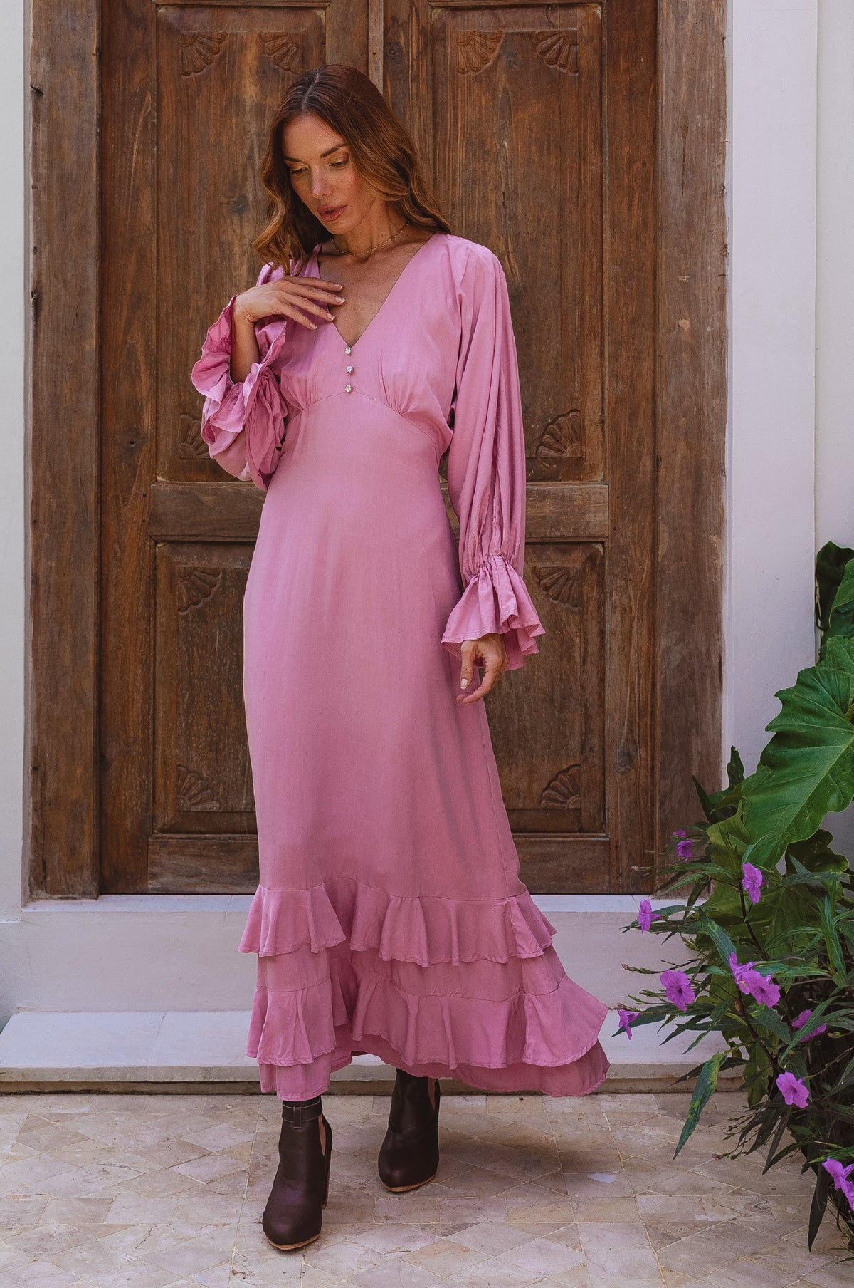 Ava Long Sleeve Ruffle Maxi Dress (Sale)