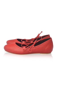 Ballerine Lace-Up Leather Flats