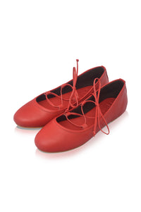 Ballerine Lace-Up Leather Flats
