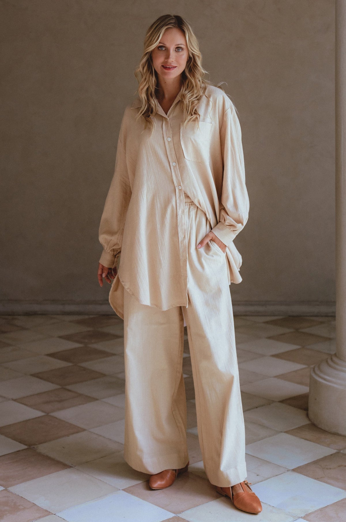 Calin Wide Leg Linen Pants