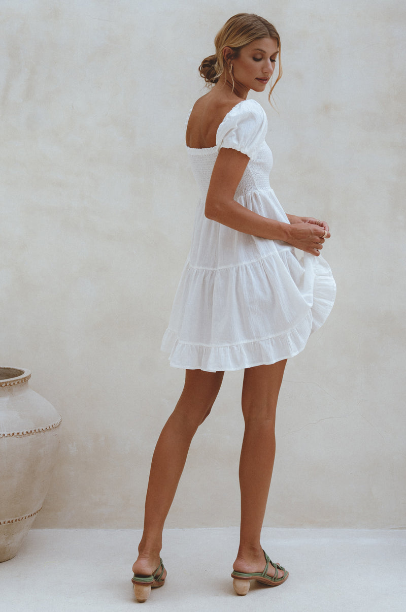 Catalina Smocked Linen Mini Dress