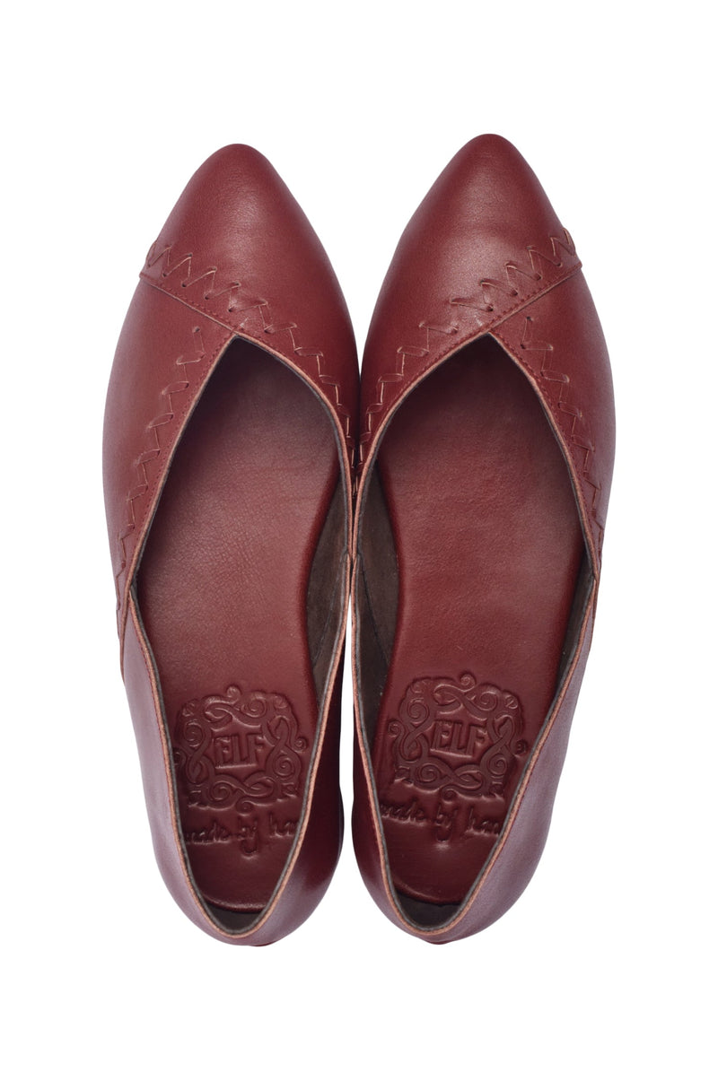 Elle Pointy Toe Leather Ballet Flats