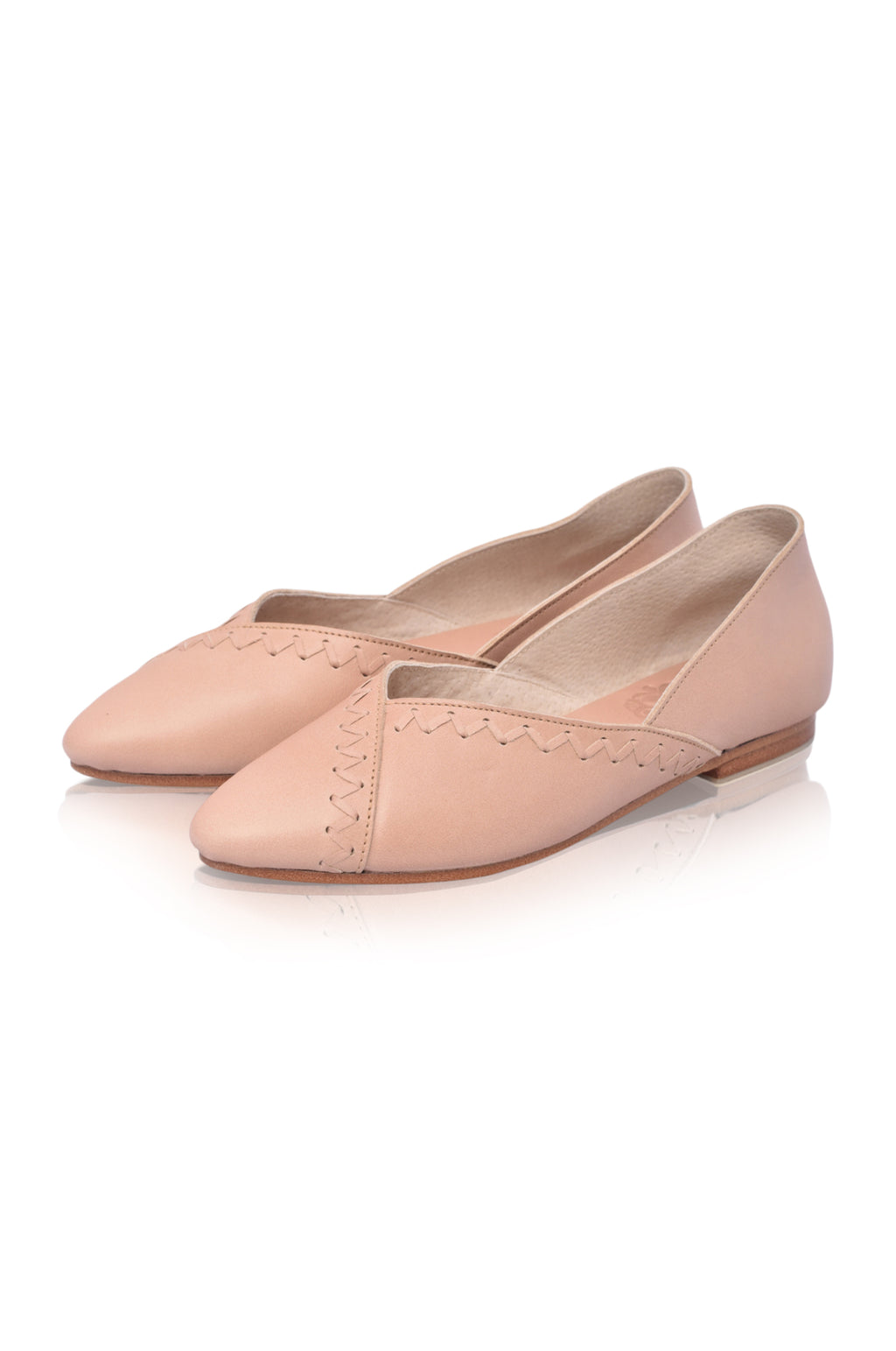 Elle Pointy Toe Leather Ballet Flats (Sz. 6.5 & 7)