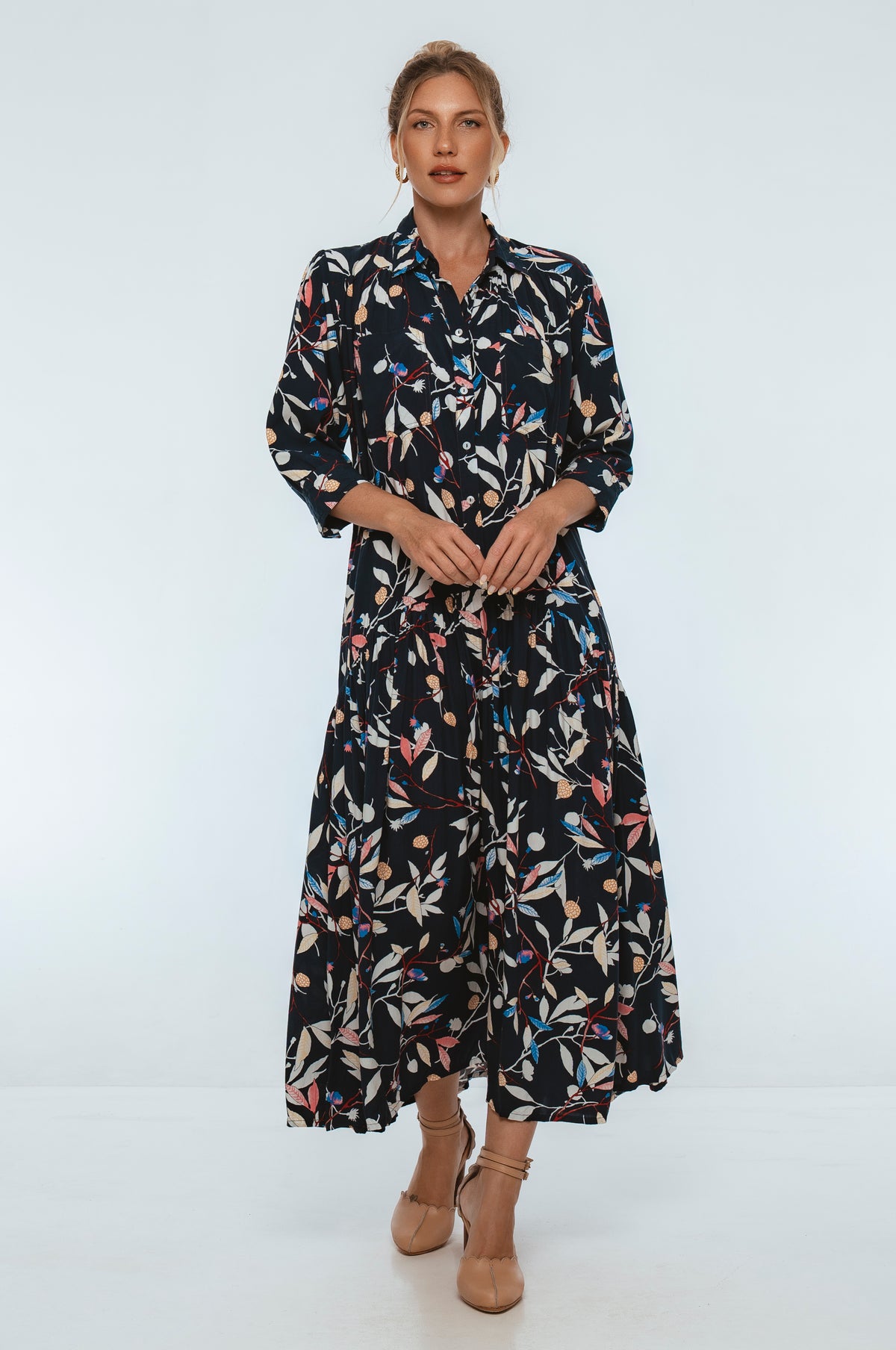 Evelina Long Sleeve Midi Dress