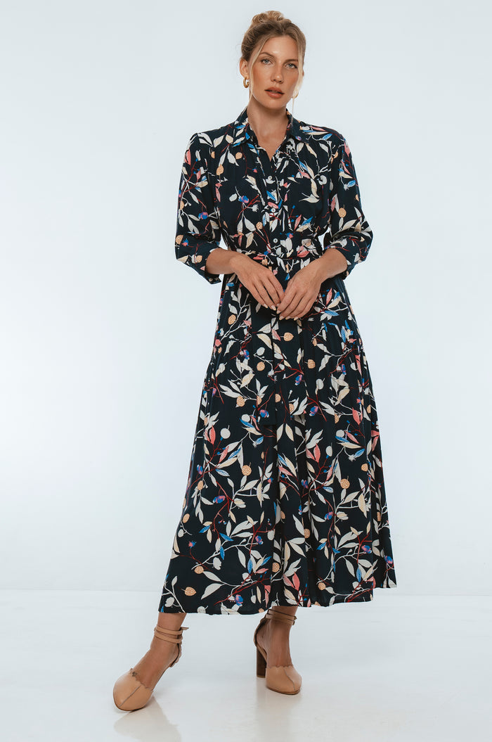 Evelina Long Sleeve Midi Dress