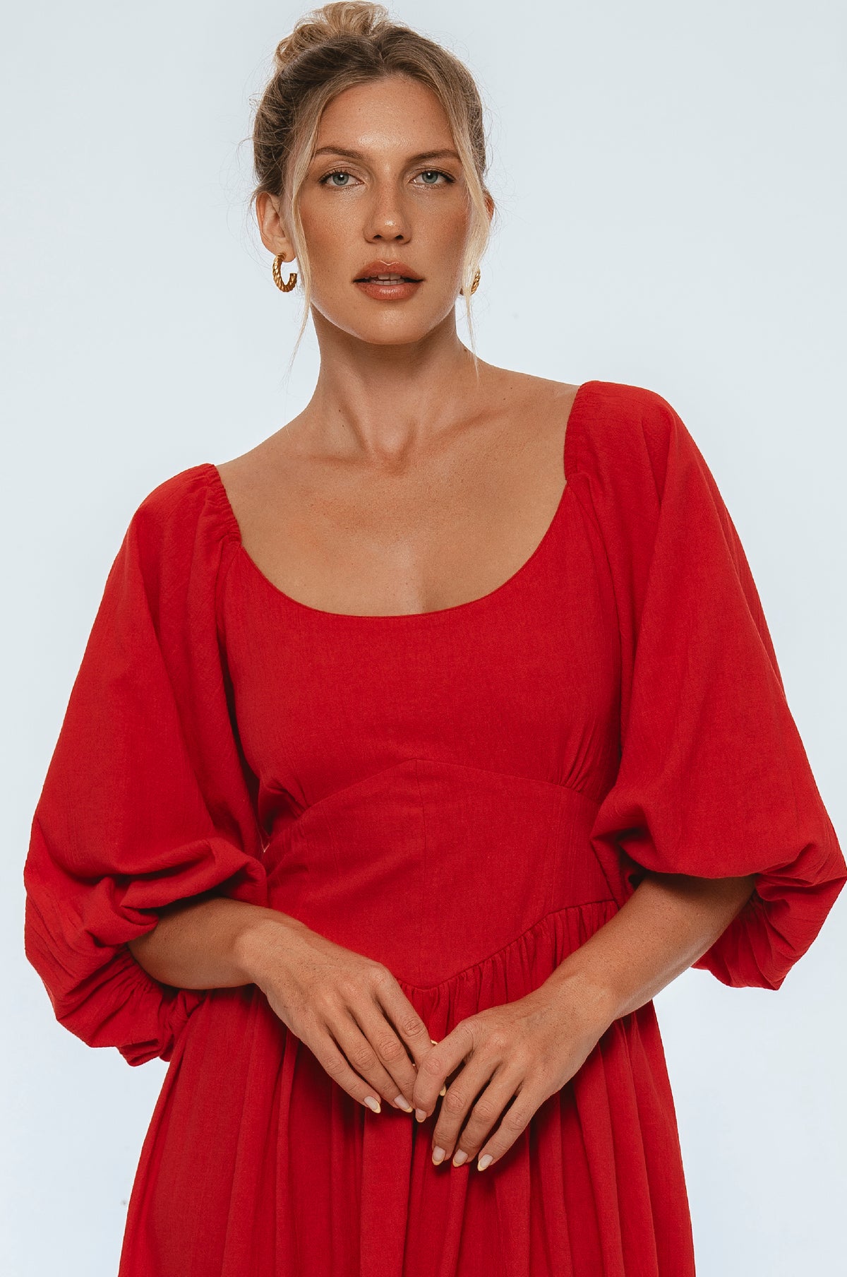 Genevieve Puff Sleeve Midi Dress