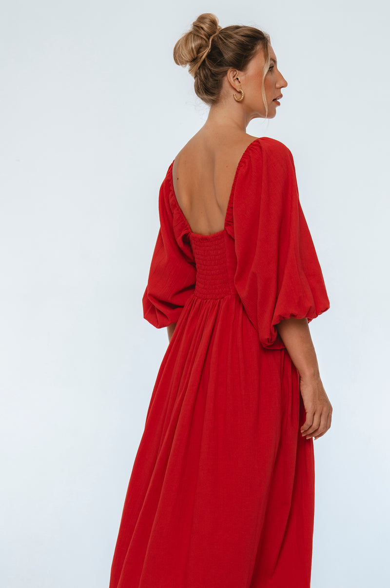 Genevieve Puff Sleeve Midi Dress