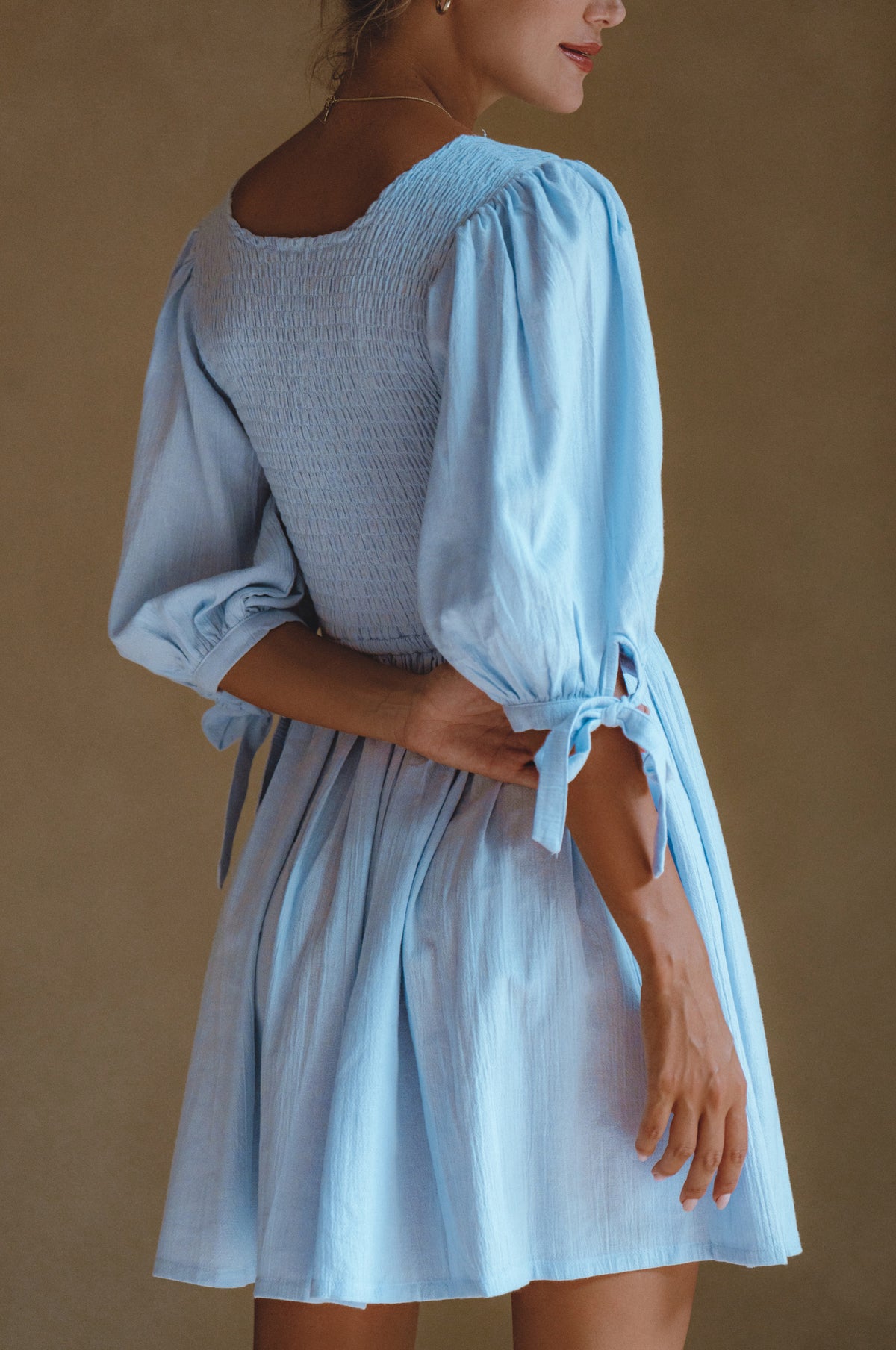 Jolie Puff Sleeve Linen Mini Dress