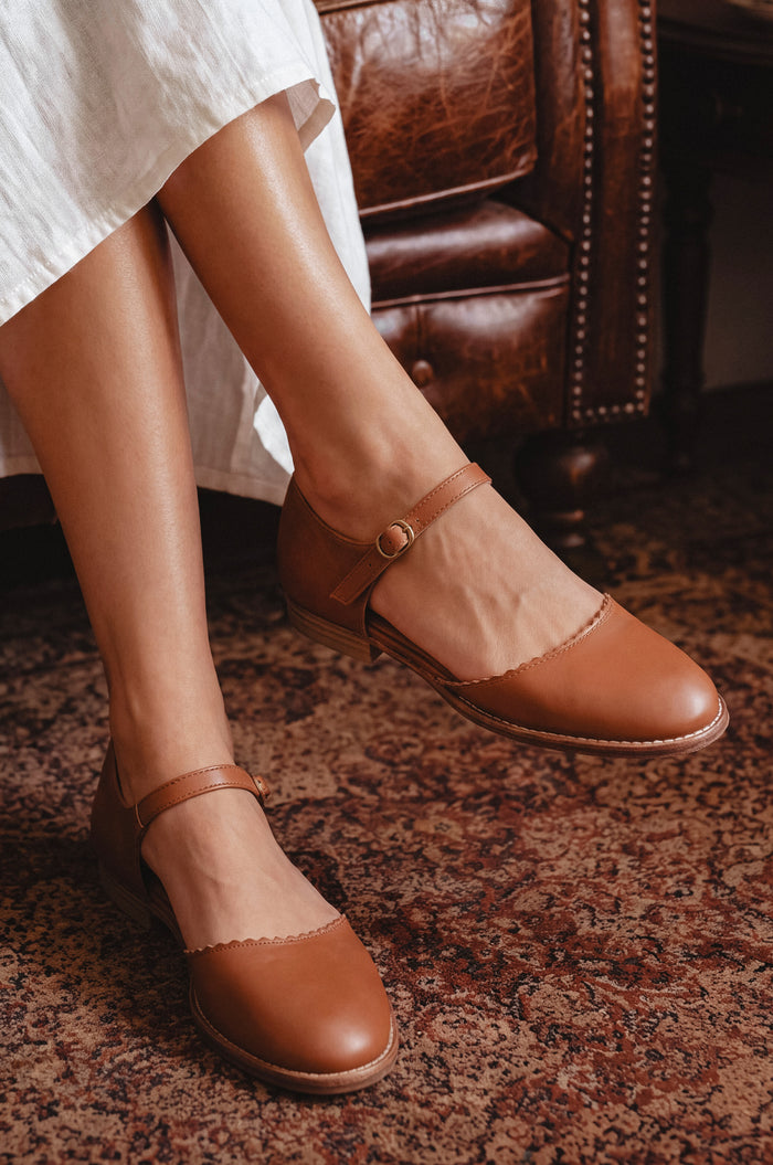 Laurel Scalloped D’Orsay Leather Flats