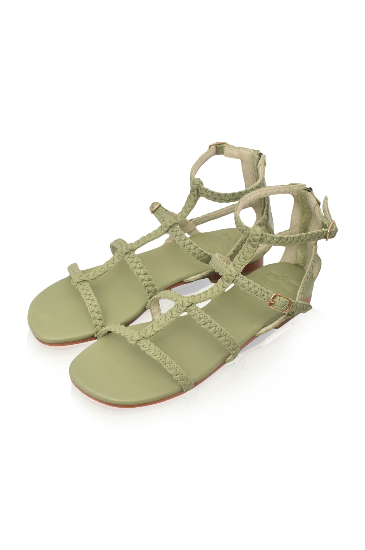 Gladiator leather sandals, side profile — handmade by Bali ELF