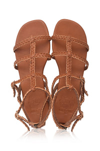 Camel gladiator leather sandals, pair — handmade by Bali ELF