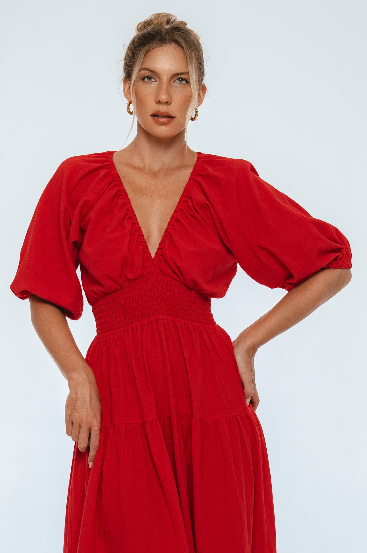 Lucienne Smocked Linen Maxi Dress