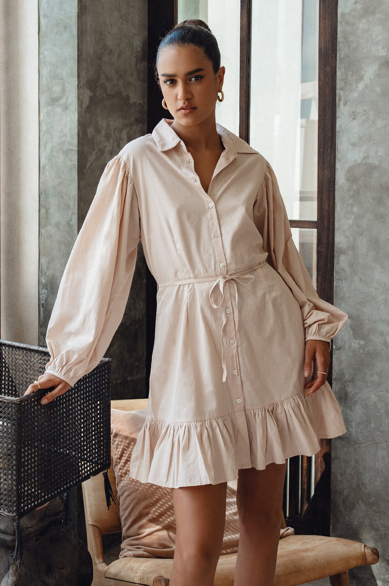 Malina Button Down Cotton Mini Dress (Sale)