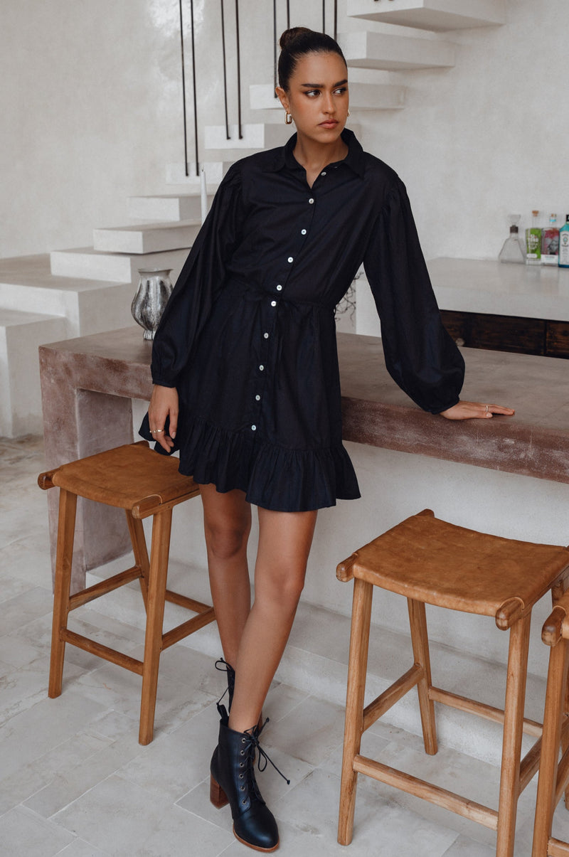 Malina Button Down Cotton Mini Dress (Sale)