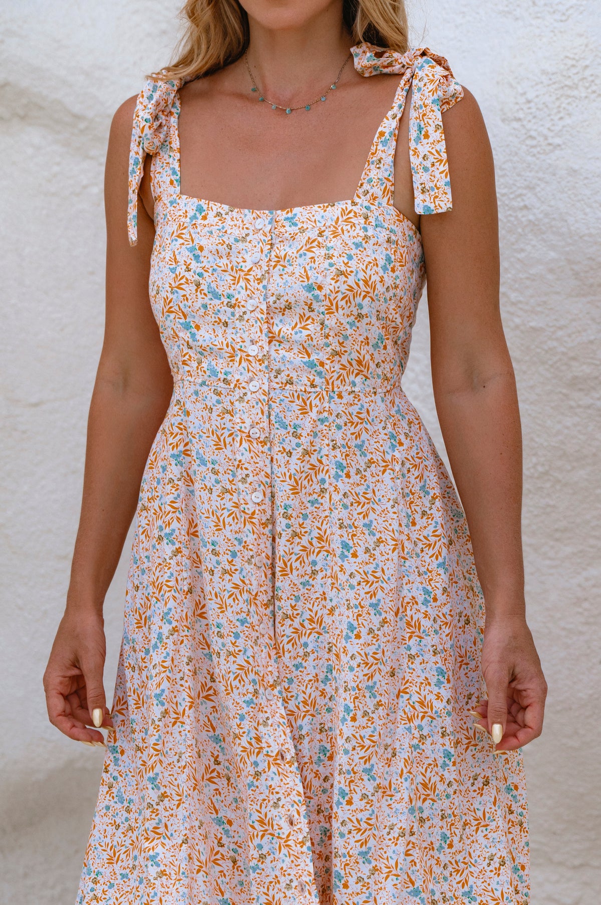 Mia Vita Button Down Dress With Ties