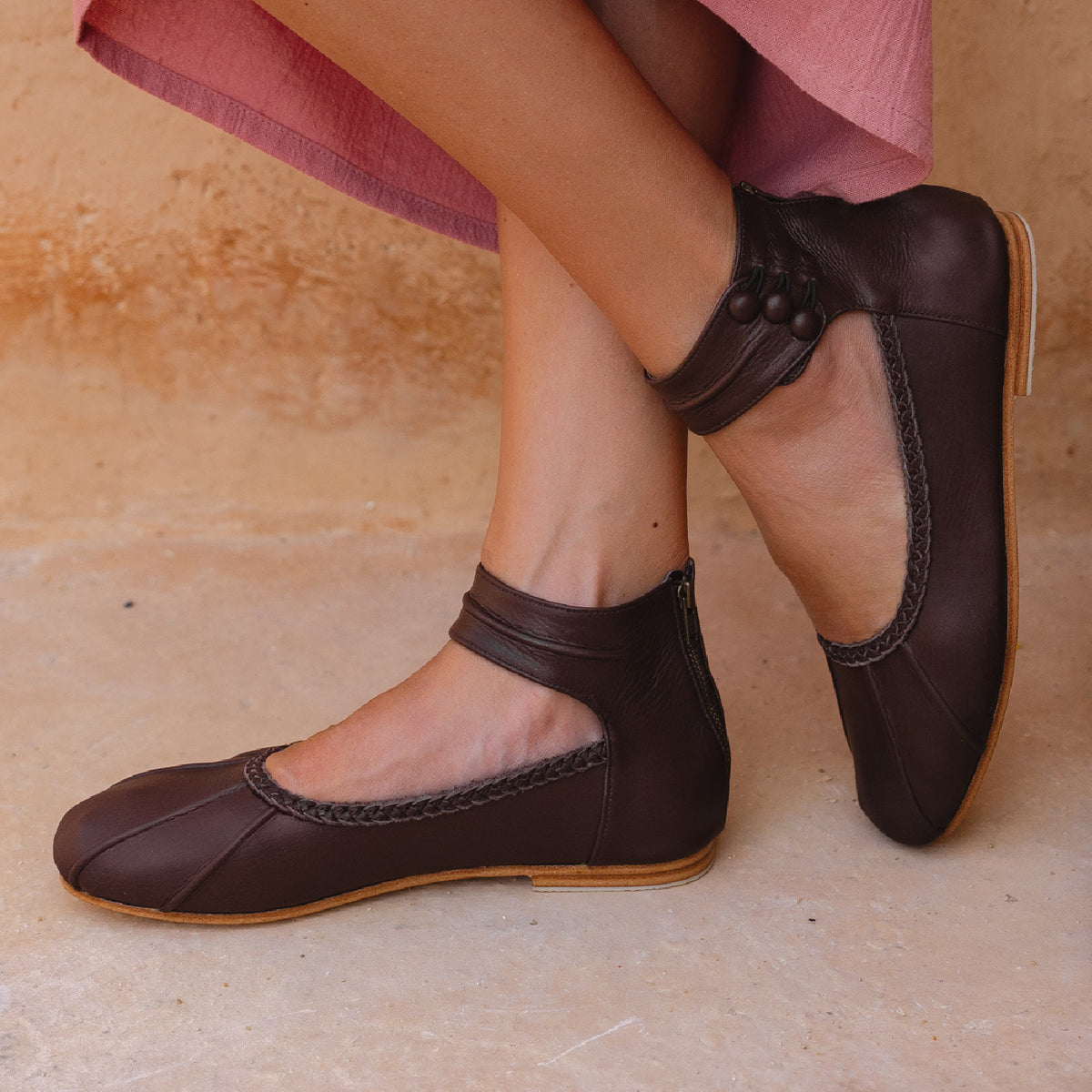 Muse Ankle Strap Leather Ballet Flats (Sz. 4 & 7.5)