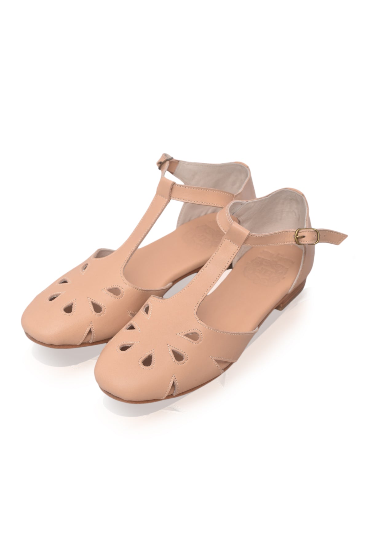 Oasis Cutout T-Strap Leather Flats