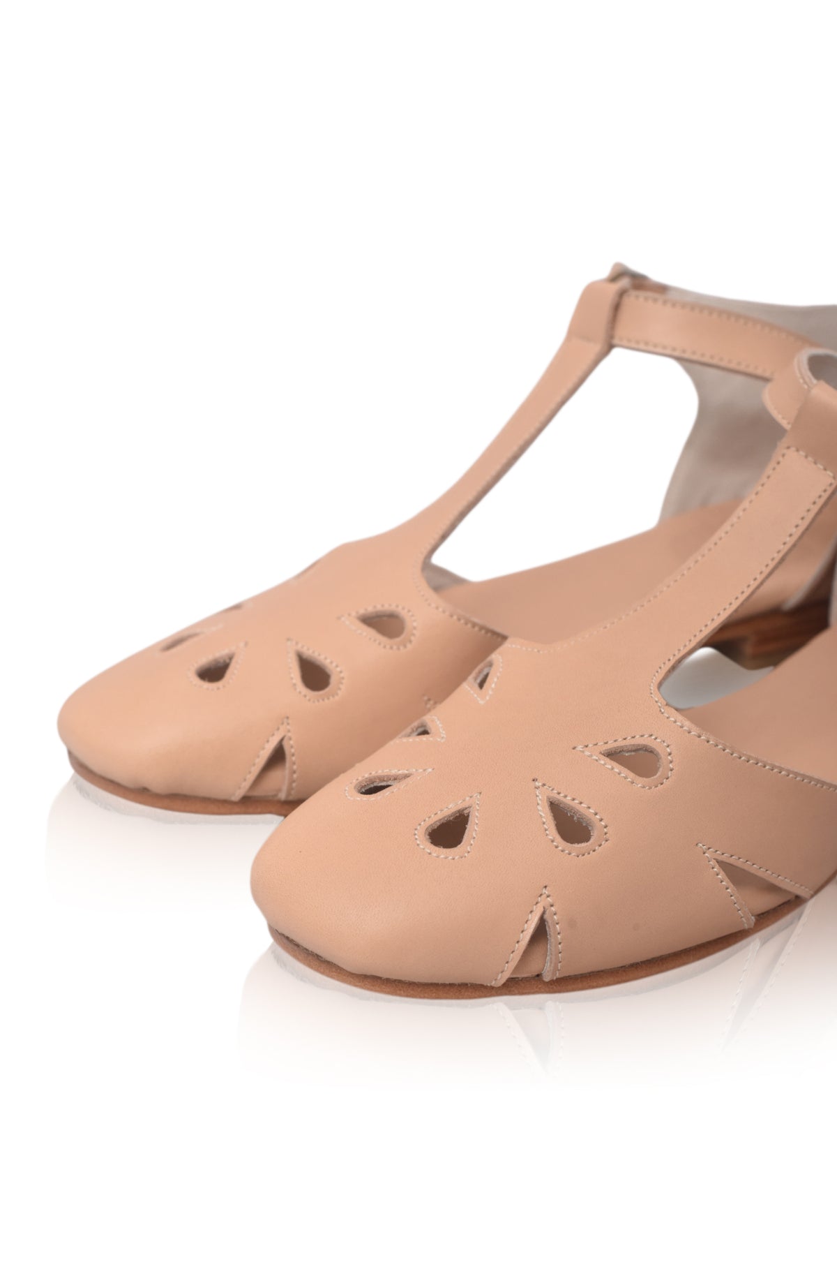 Oasis Cutout T-Strap Leather Flats
