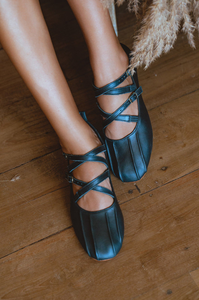 Obsession Criss Cross Leather Flats