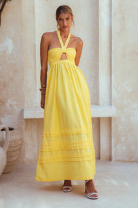 Penelope Halter Linen Maxi Dress