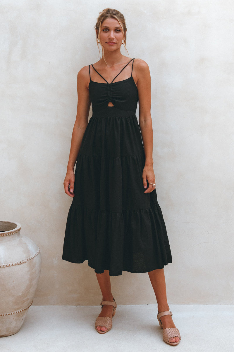 Rafaela Strappy Linen Midi Dress