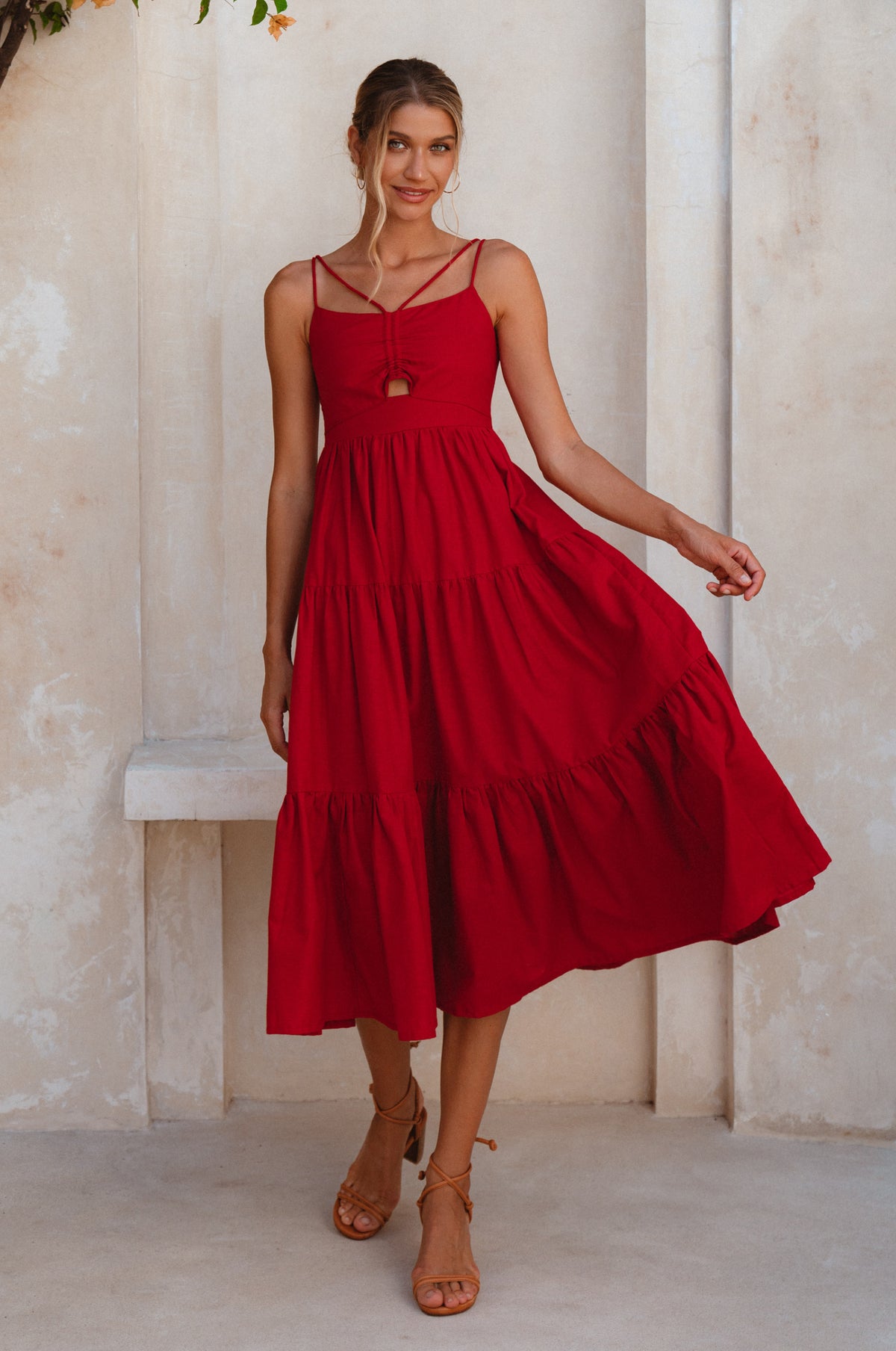 Rafaela Strappy Linen Midi Dress