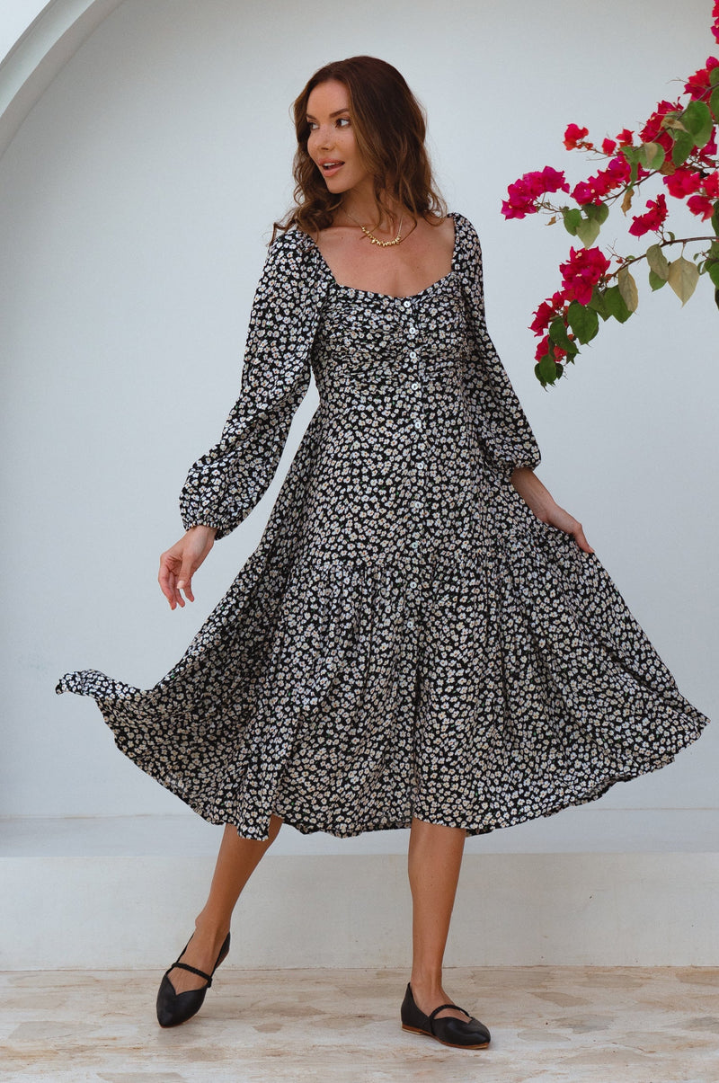 Verona Long Sleeve Midi Dress (Sale)