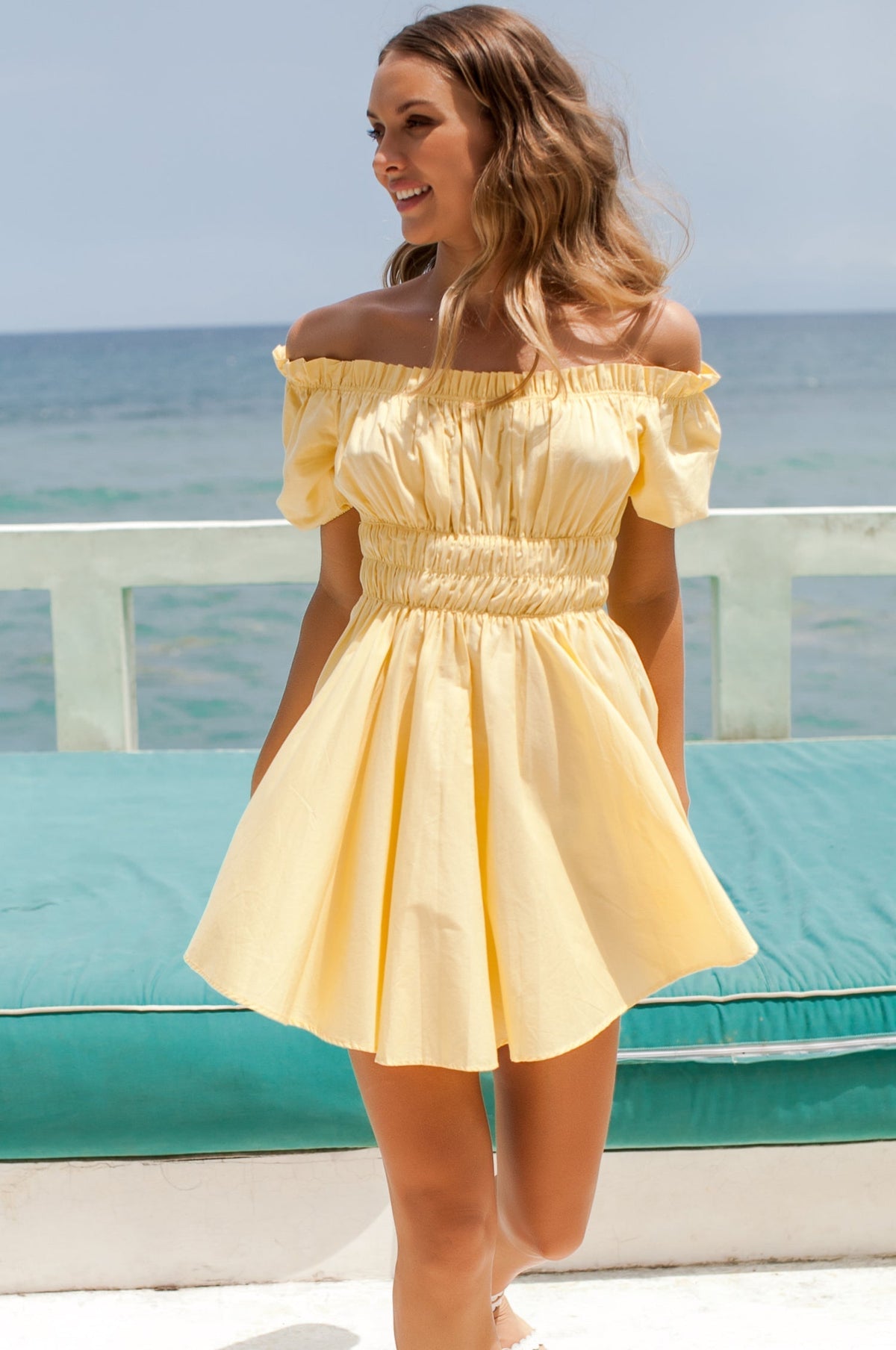 Butterfly Bliss Off Shoulder Mini Dress (Sale)