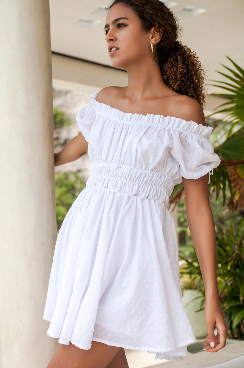 Butterfly Bliss Off Shoulder Mini Dress (Sale)