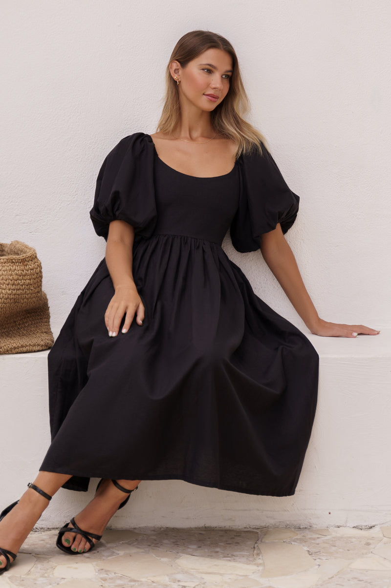 Cherie Puff Sleeve Midi Dress