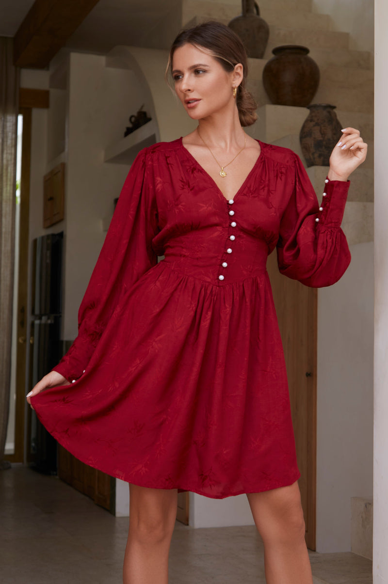 Daphne Floaty Long Sleeve Mini Dress (Sale)
