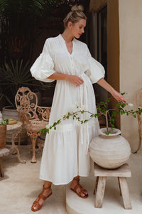 Oleana Puff Sleeve Maxi Dress