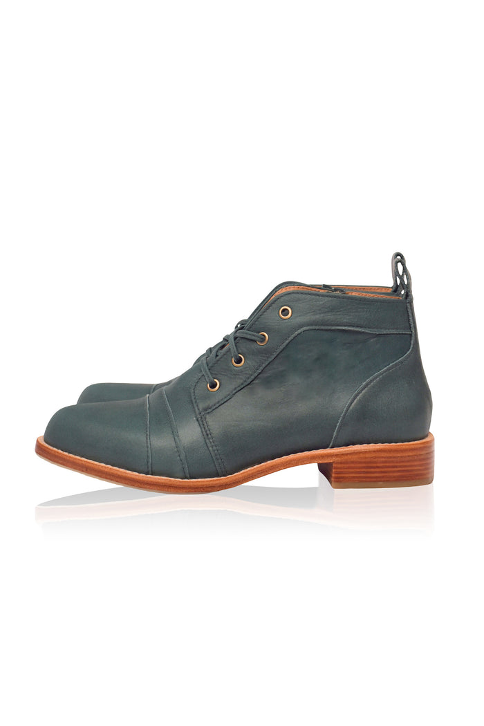 Emerald Passage Lace Up Boots, top view — handmade by Bali ELF