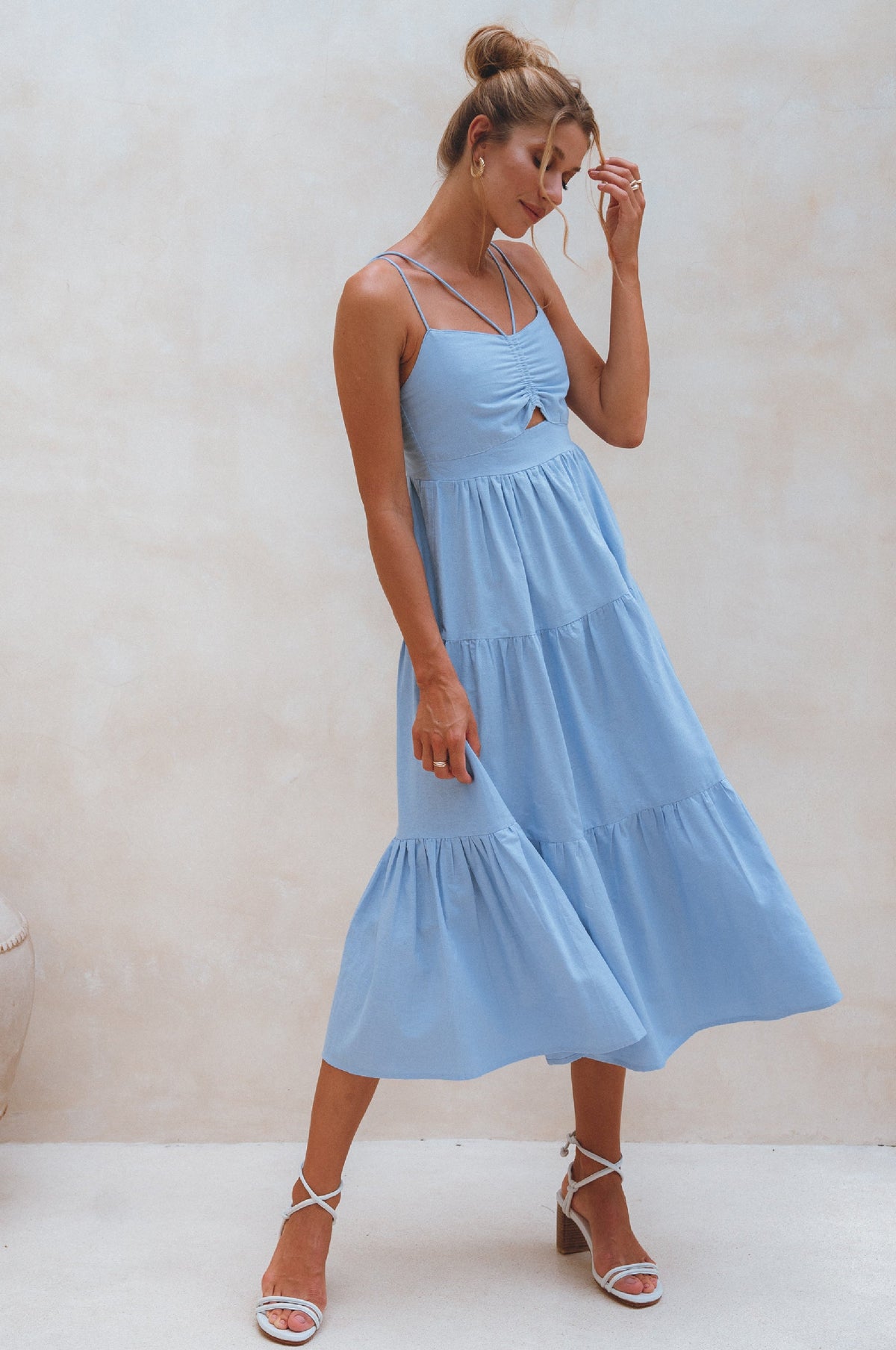 Rafaela Strappy Linen Midi Dress